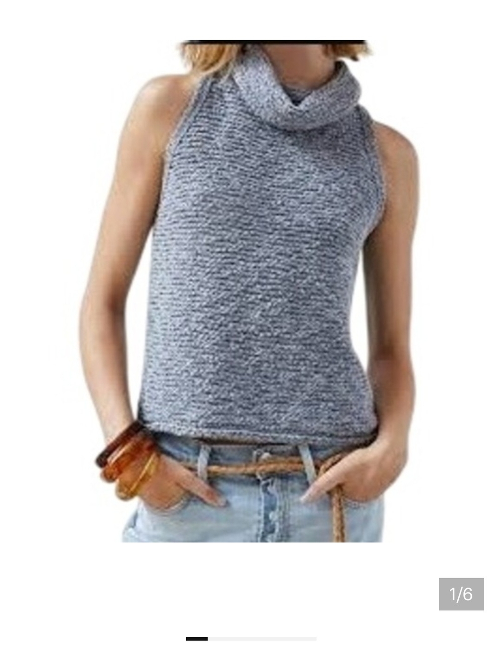 Pilcro Sleeveless Cowl Neck Sweater Tank - Gray